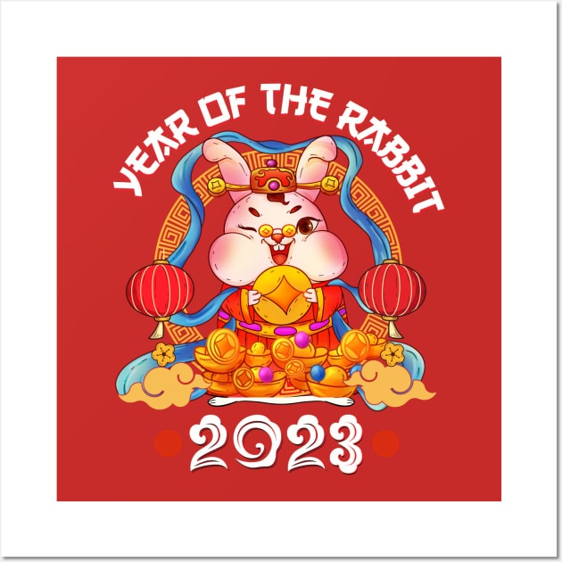 Happy Chinese New Year 2023 - Year Of The Rabbit Zodiac 2023 Wall Art by Jhon Towel